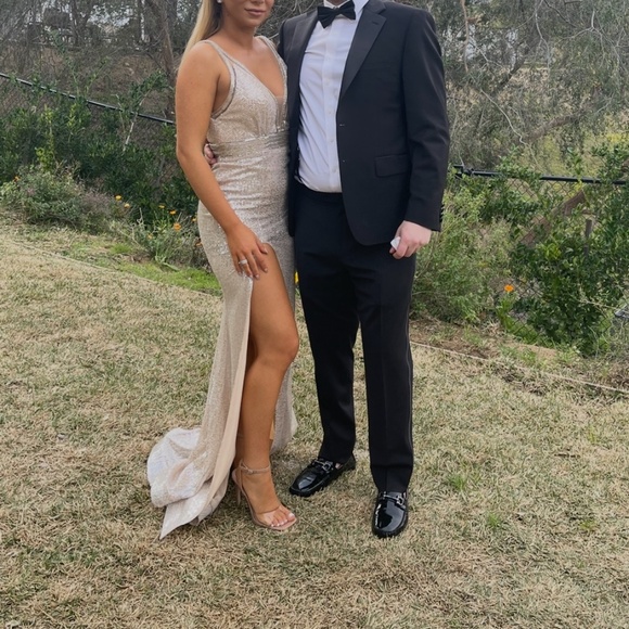 Silver Sequin Maxi Dress ONLY WORN ONCE (Size Small) - Picture 3 of 5